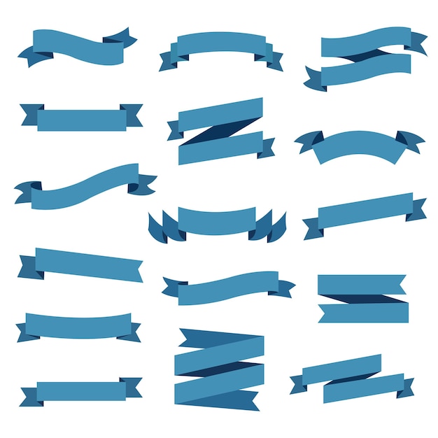 Vector blue ribbon set