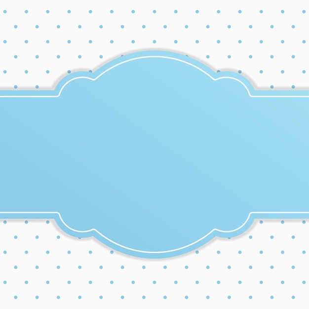 Blue ribbon text frame with white small polka dot background