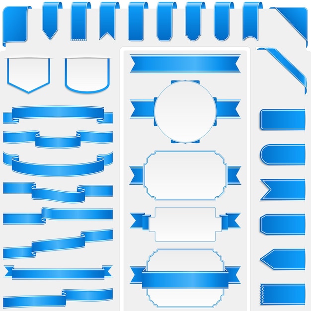 Вектор Голубые ленты и баннеры
