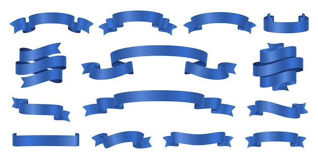 Vector blue ribbons set