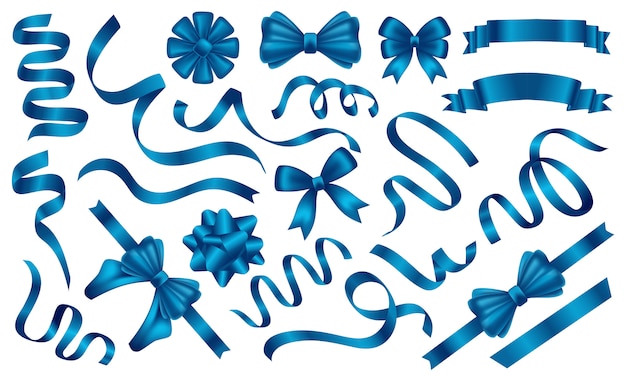 Blue ribbons and tags set