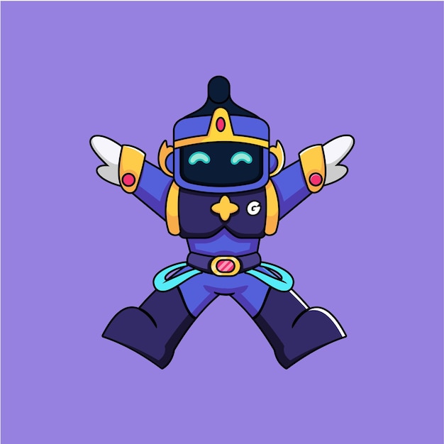 Cartone animato robot blu