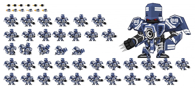 Blue robot game sprite