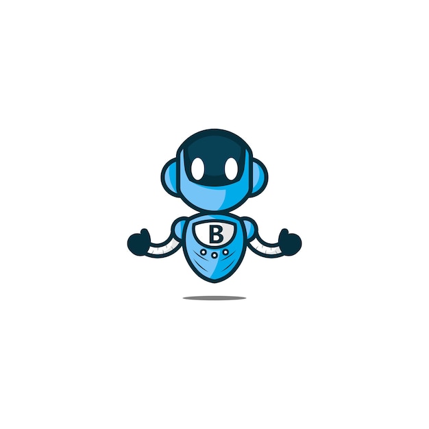 Blue robot logo template premium vector