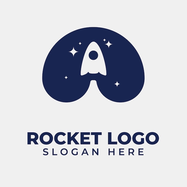 Blue Rocket Logo Design Premium Vector