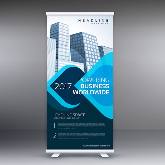 Blue roll up banner template