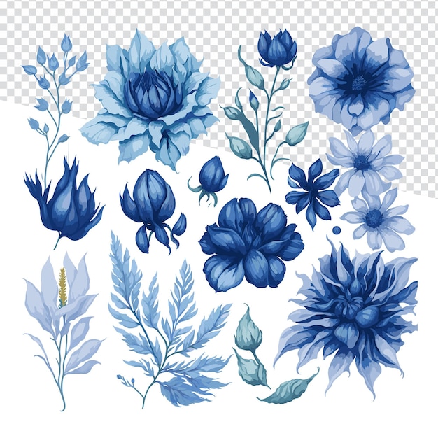 Vector blue rose bliss celebrate weddings and birthdays with watercolor floral vectors set collection