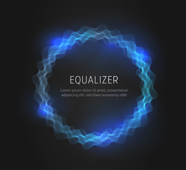 Blue round equalizer shape, abstract sound and radio wave.