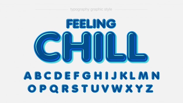 Blue rounded bevel эффект типографии