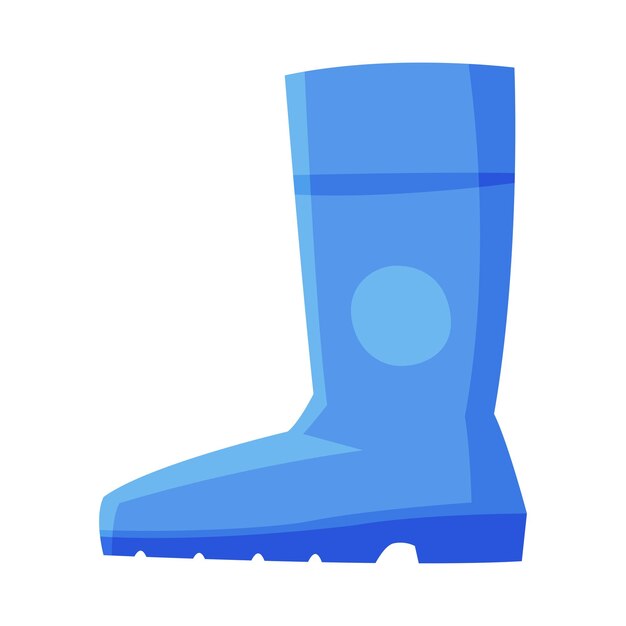 Vector blue rubber boot side view flat style vector illustration on white background