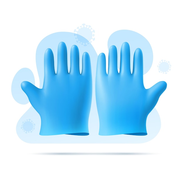 Blue rubber sterile medical, surgical gloves