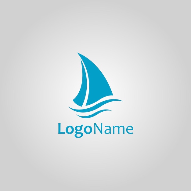 A blue sailboat logo with a sailboat on it.