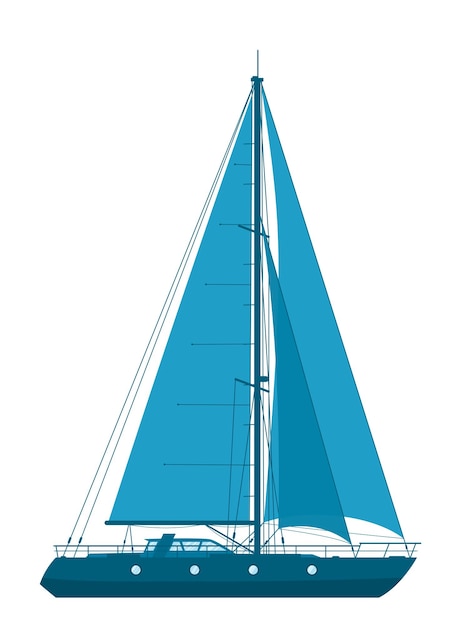 Vector blue sailing yacht