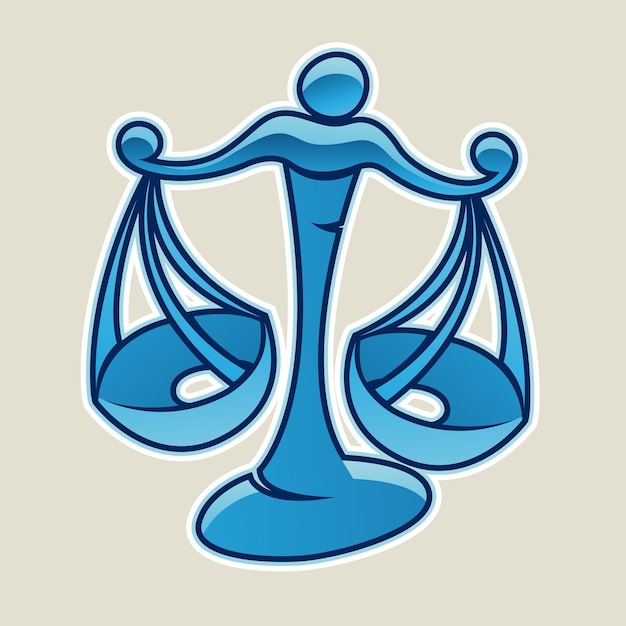 Blue Scales and Libra Icon Vector Illustration