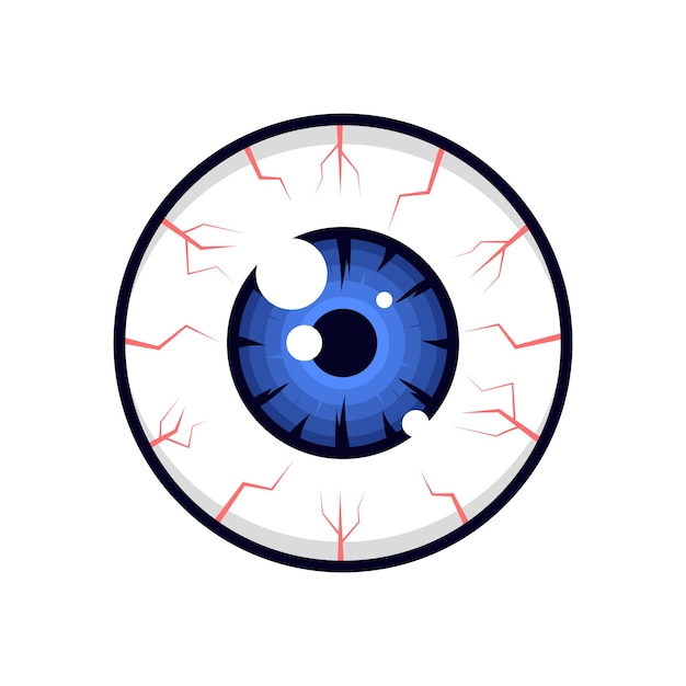 Blue scary eye on white isolated background Halloween decoration concept