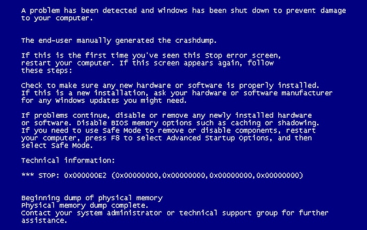 Vector blue screen of death (bsod). 