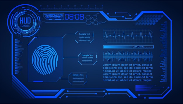 A blue screen with a fingerprint and a screen that says'fingerprint'on it