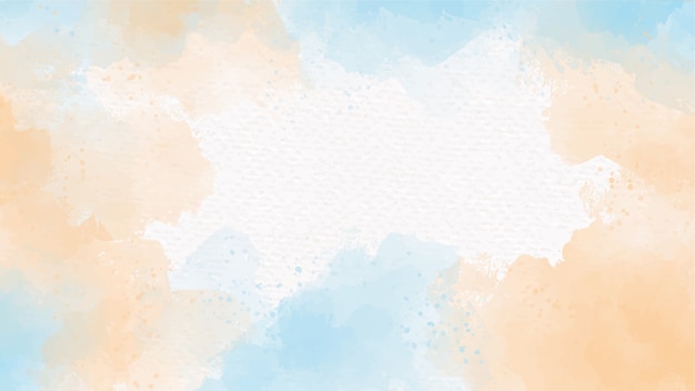 Vector blue sea and sand beige watercolor splash on white paper abstract background