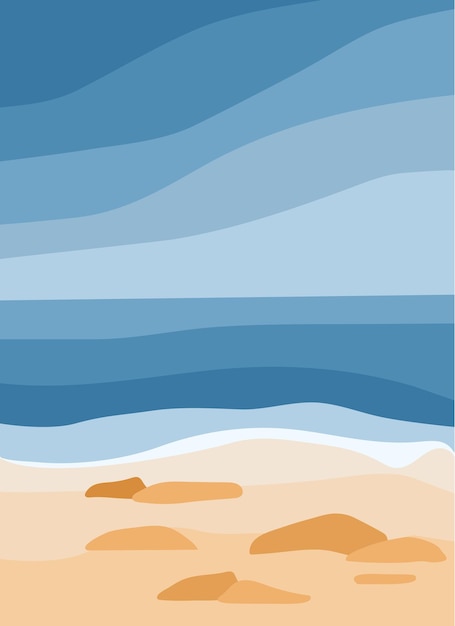 Vector blue sea and sandy beach