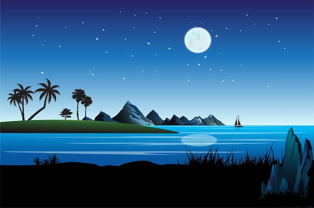 Vector blue sea view