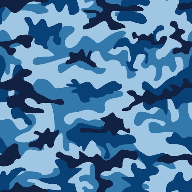 Blue sea water camouflage seamless pattern