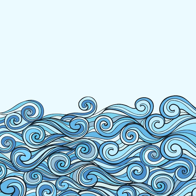 Blue sea wave vector illustration with place for text