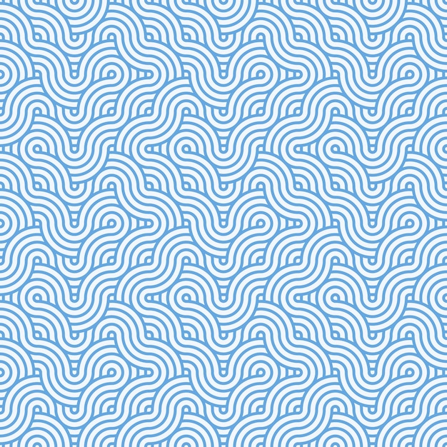 Голубой бесперебойный абстрактный геометрический японский перекрывающийся круг линии и волны рисунок