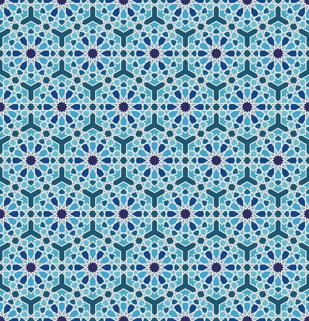 Blue Seamless Arabic Islamic Moroccan Pattern