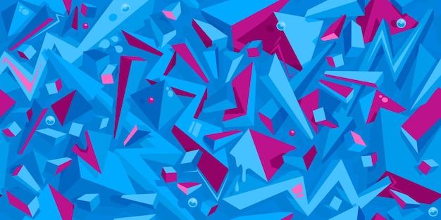 Голубой бесшовный красочный абстрактный граффити стиль геометрический рисунок векторная иллюстрация фонное искусство