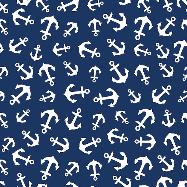 Vector blue seamless pattern with anchors cute and childish design for fabric textile wallpaper bedding
