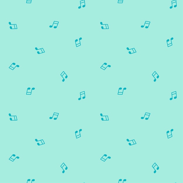 Blue seamless pattern with blue small musical notes.