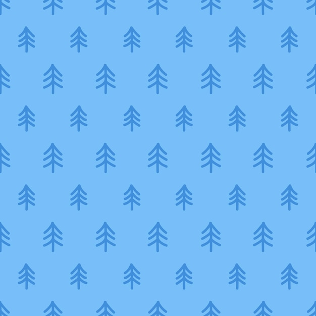 Vector blue seamless pattern with blue tree