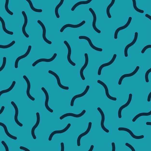 Blue seamless pattern with navy short wavy lines.