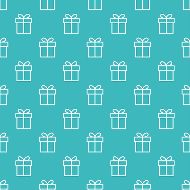 Blue seamless pattern with white gift box