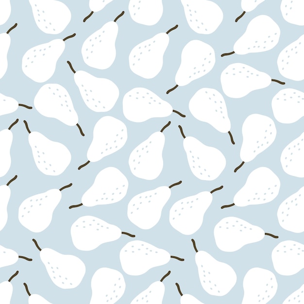 Blue seamless pattern with white pear.