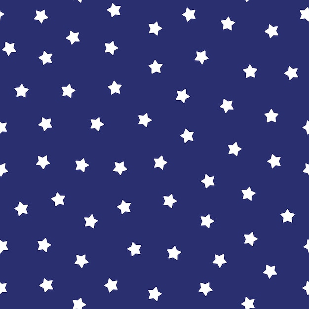 Blue seamless pattern with white stars.