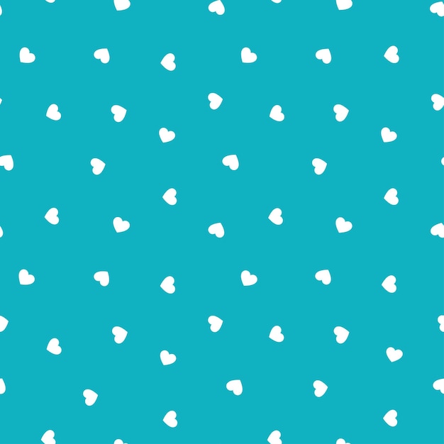 Blue seamless pattern with white tiny hearts.