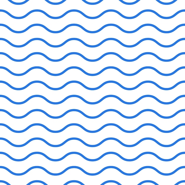 Blue seamless wavy pattern on white background