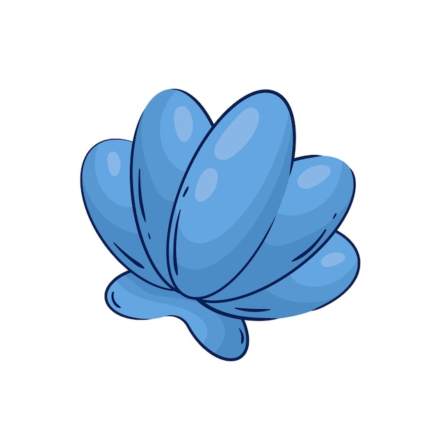 Blue seashell vector illustration in flat style