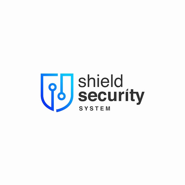 blue security system shield logo design