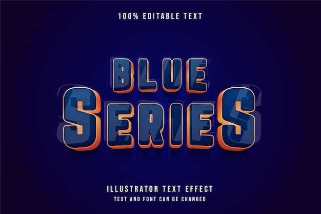 Blue series,3d editable text effect blue gradation yellow gold style effect