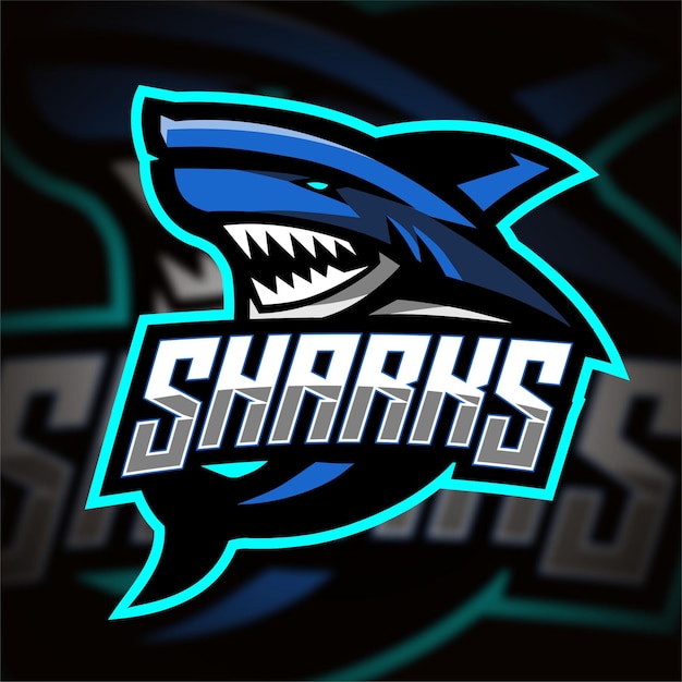 Vector blue shark esport gaming logo