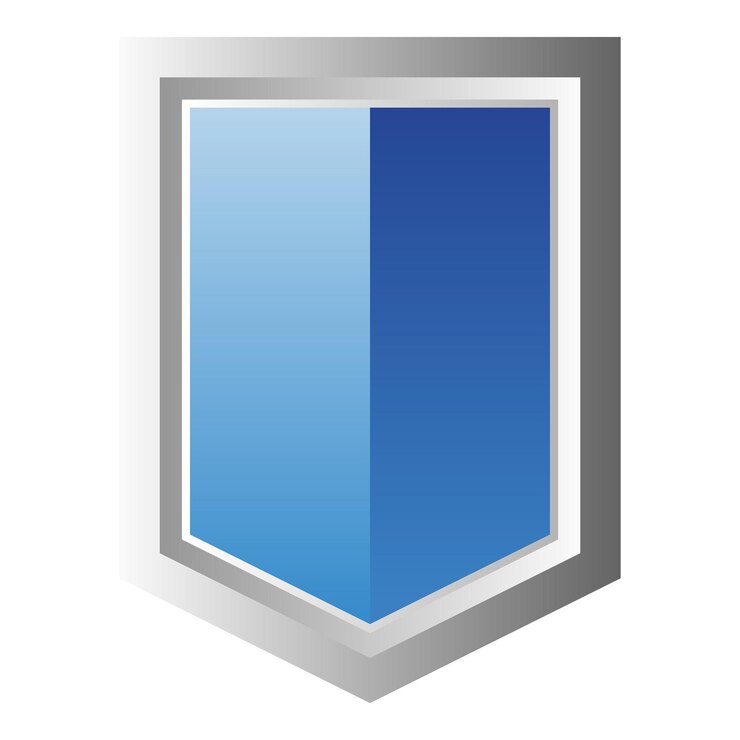 Vector blue shield protection sign on white background