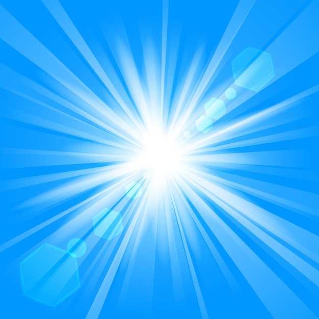 Vector blue shine with lens flare background