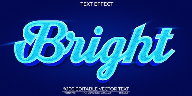 Blue Shiny Bright Editable and Scalable Template Vector Text Effect