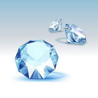 blue shiny clear diamonds close up isolated on  background