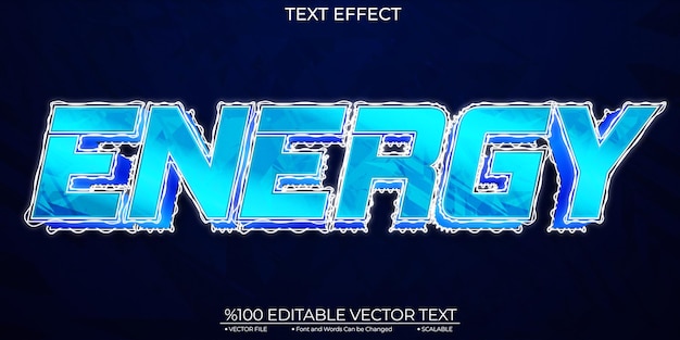 Blue Shiny Energy Editable and Scalable Template Vector Text Effect