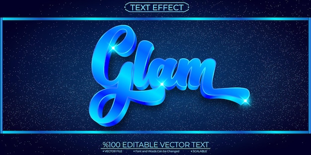 Blue Shiny Glam Editable and Scalable Template Vector Text Effect