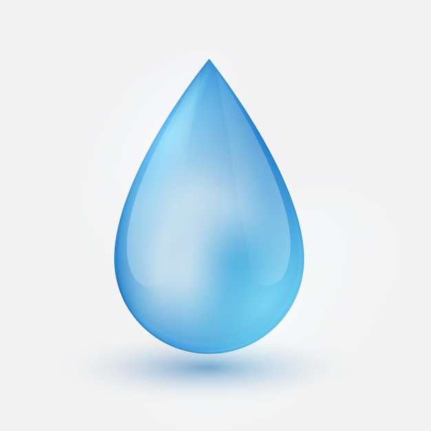 Blue shiny single water drop isolated on white background vector illustration