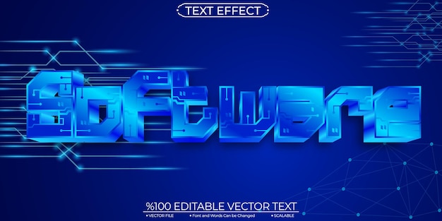 Blue Shiny Software Editable and Scalable Template Vector Text Effect